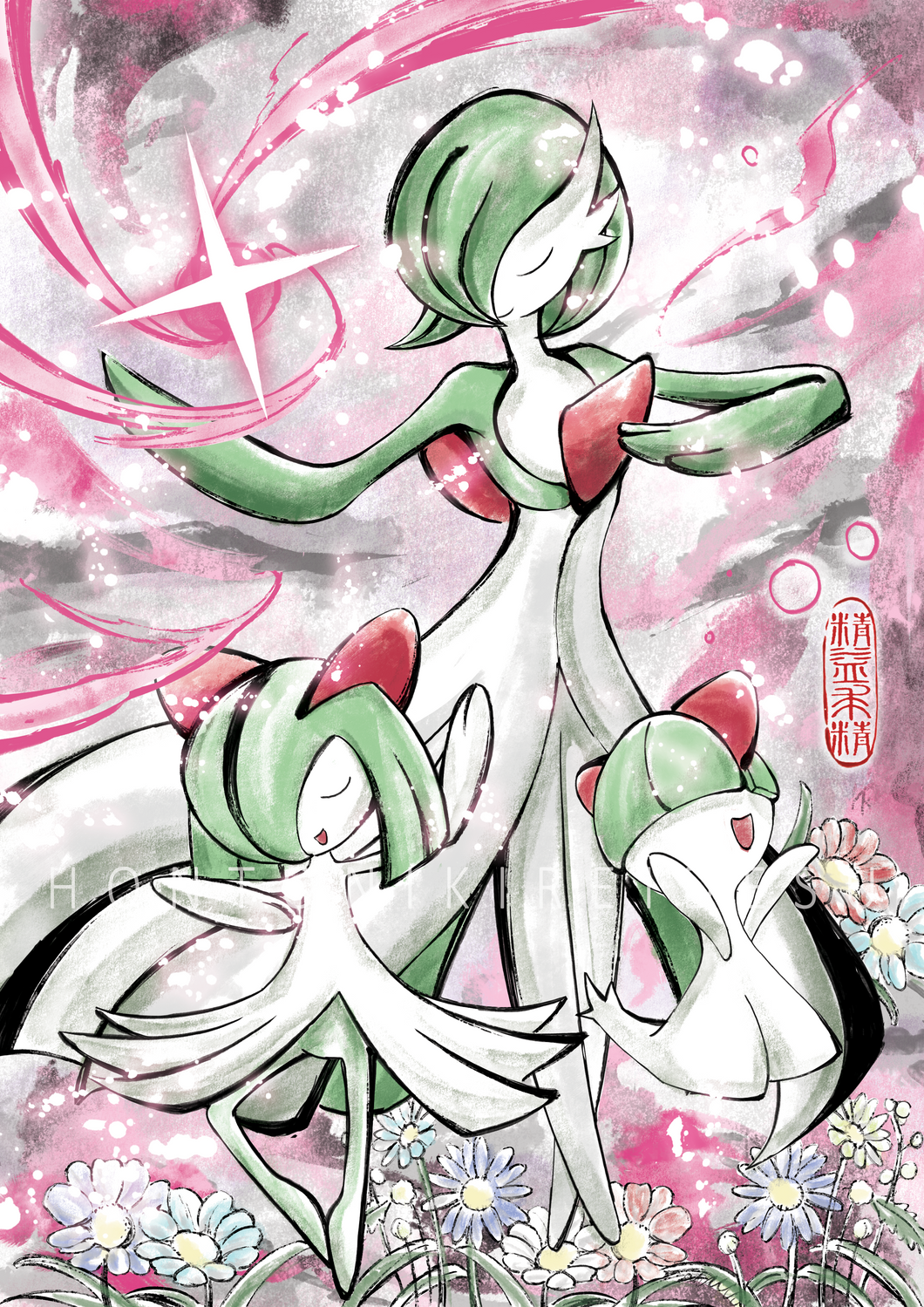 [Pokemon] Gardevoir Fanart Colored Traditional Calligraphy Brush Style [Aug'25]